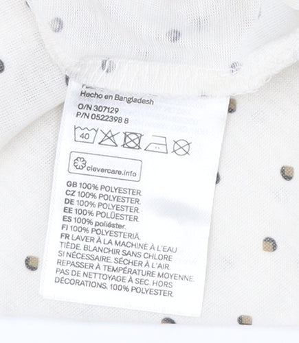 H&M Women's Ivory Polka Dot Blouse, Size Small, Button Accents