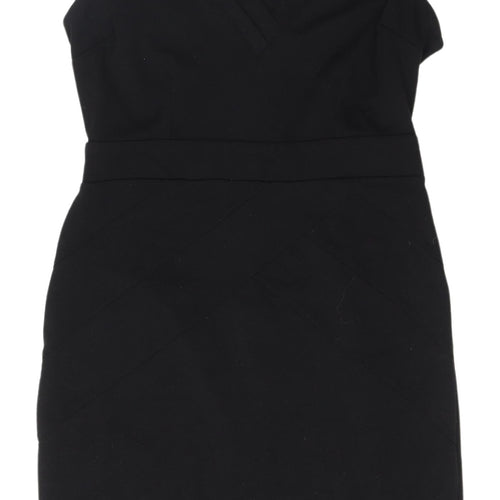 Dorothy Perkins Black Sheath Dress, Size 14, V-Neck