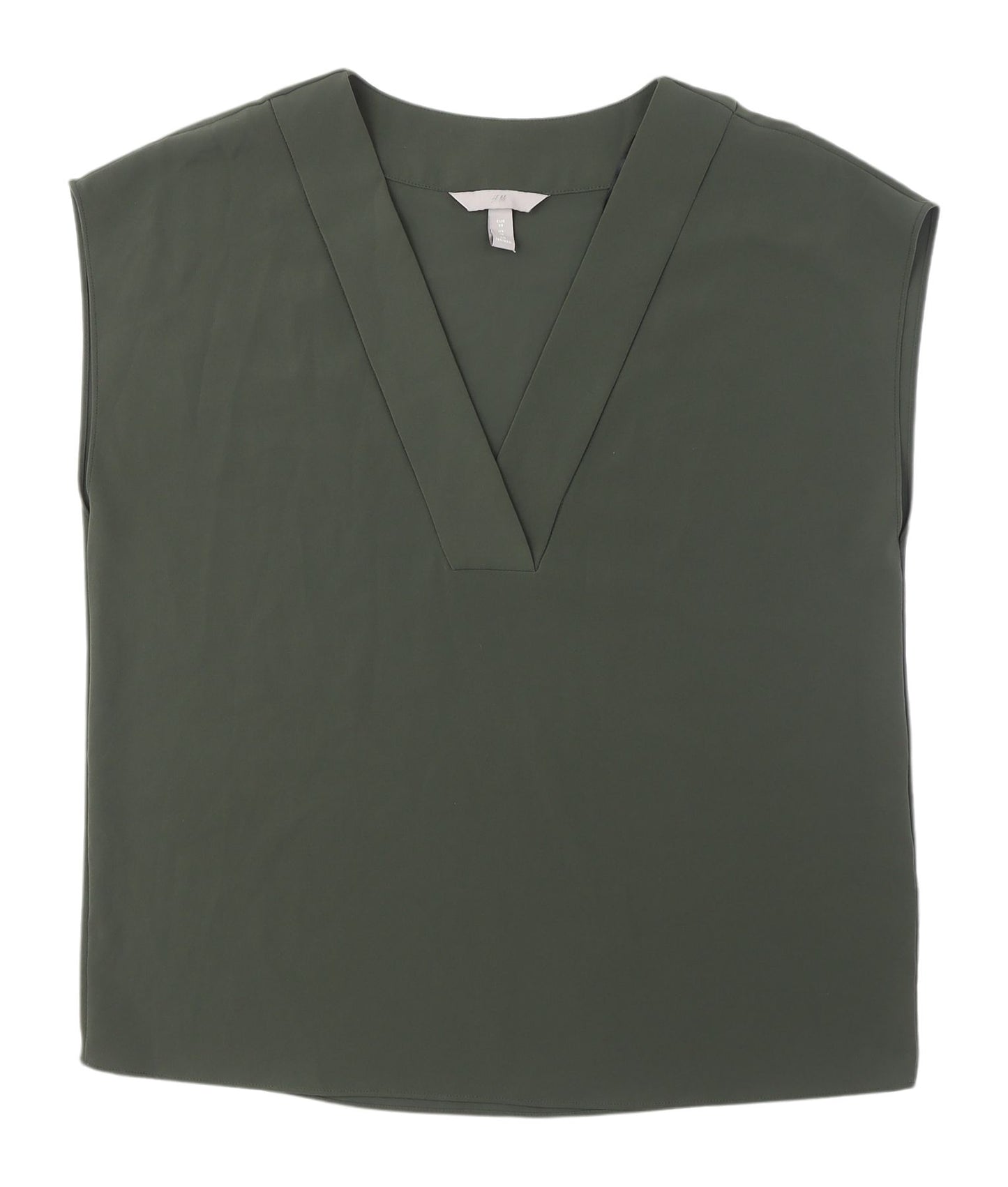 H&M Women's Green V-Neck Sleeveless Top Size 10