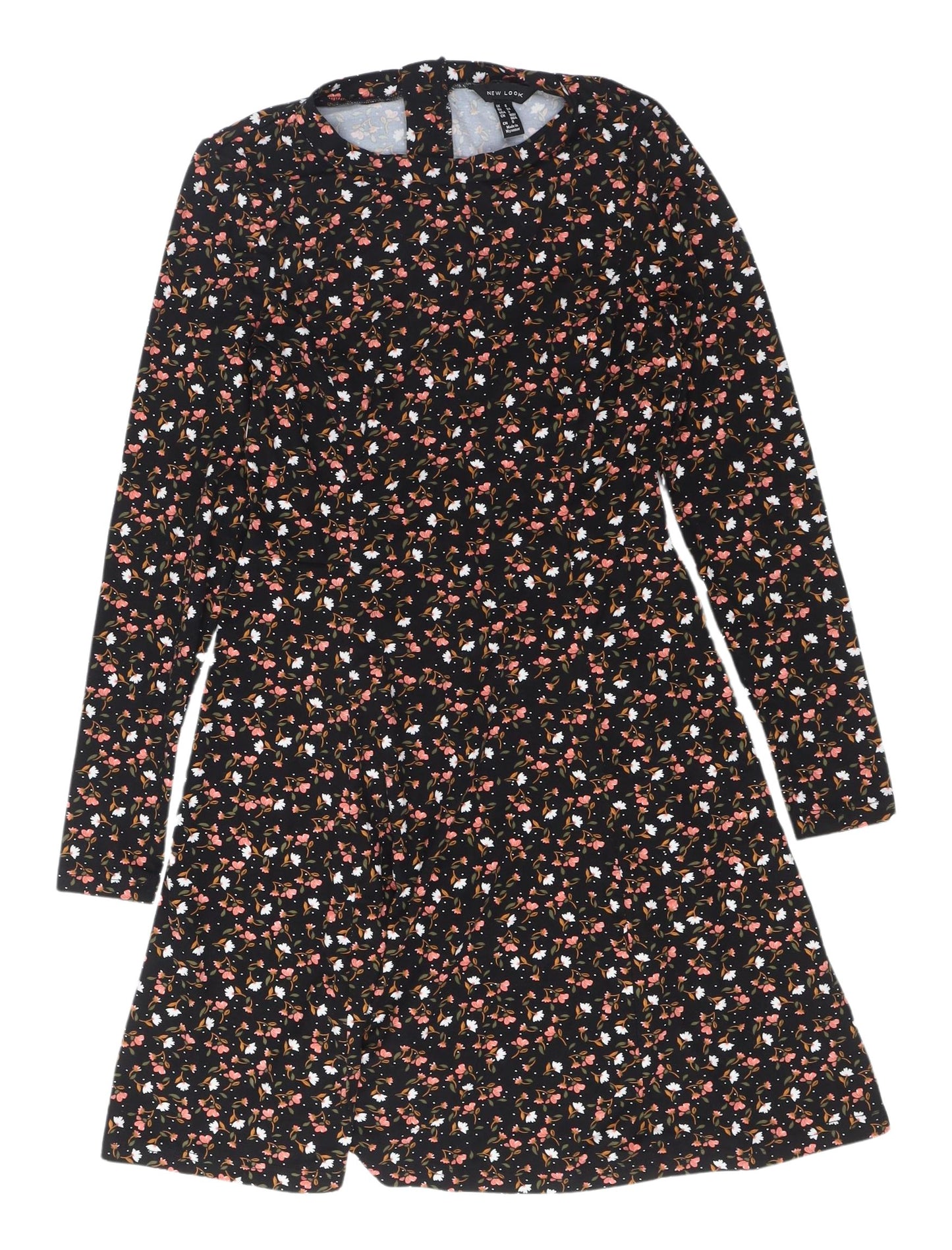 New Look Women's Black Long Sleeve Floral Dress