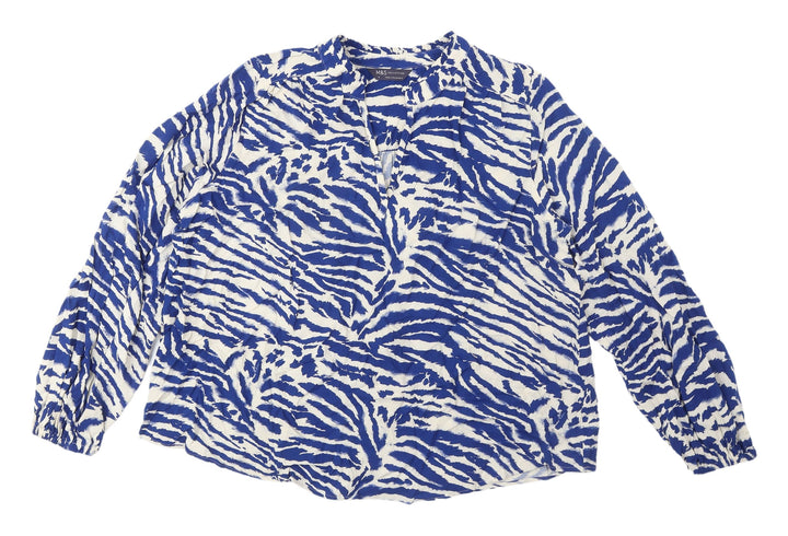 Marks & Spencer Women's Blue Animal Print Blouse, Size 14