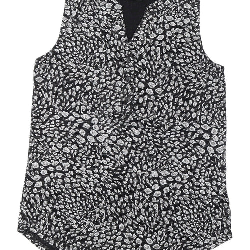 Roman Women's Black Animal Print Sleeveless Blouse, Size 10