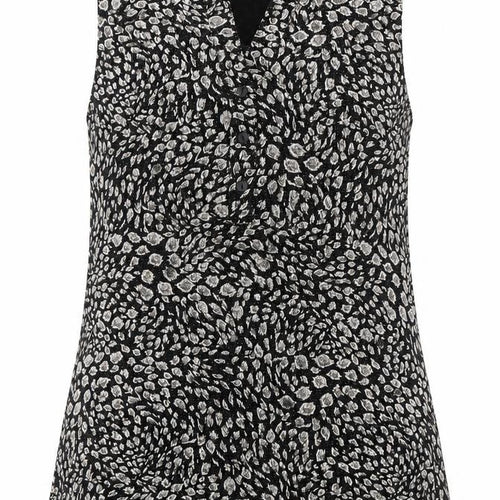 Roman Women's Black Animal Print Sleeveless Blouse, Size 10