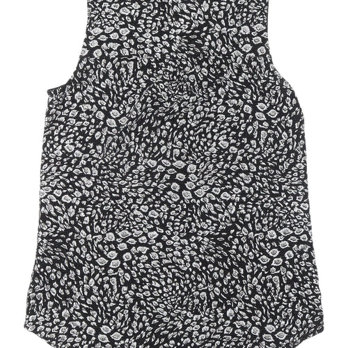 Roman Women's Black Animal Print Sleeveless Blouse, Size 10