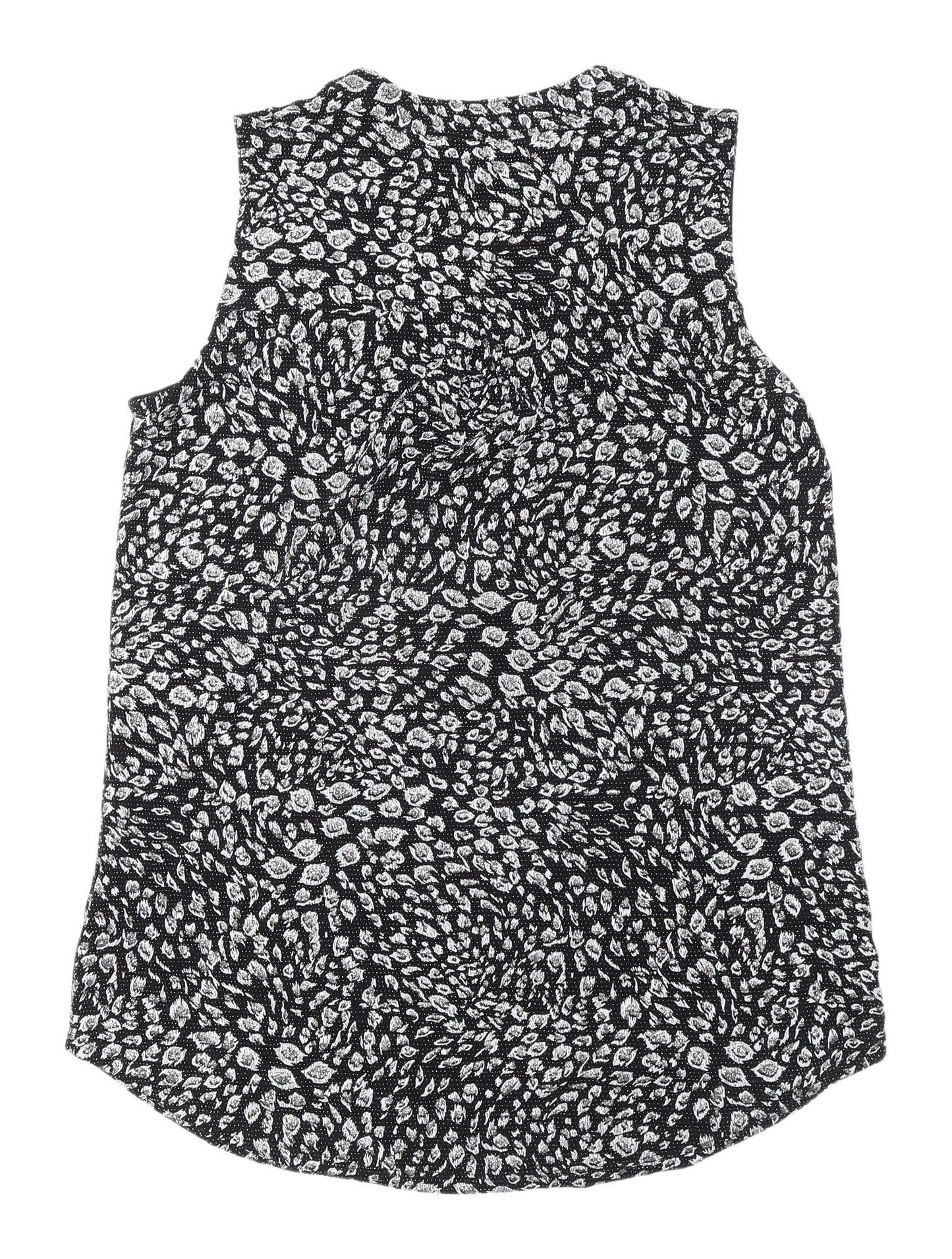 Roman Women's Black Animal Print Sleeveless Blouse, Size 10