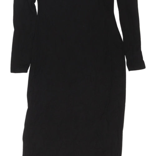 Miss Selfridge Black Bodycon Midi Dress, Size 10, Perfect for Casual Outings