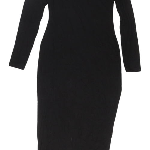 Miss Selfridge Black Bodycon Midi Dress, Size 10, Perfect for Casual Outings