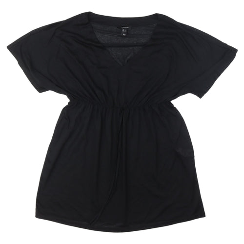 New Look Women's Black Short Sleeve V-Neck Dress M