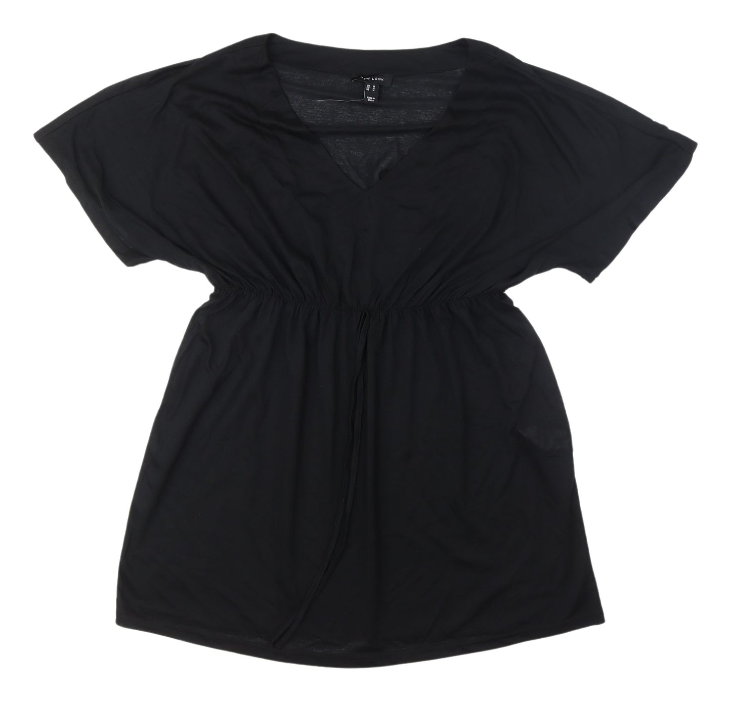 New Look Women's Black Short Sleeve V-Neck Dress M