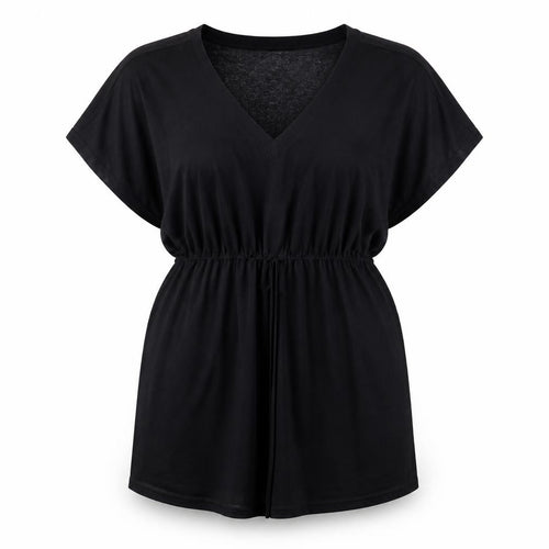 New Look Women's Black Short Sleeve V-Neck Dress M
