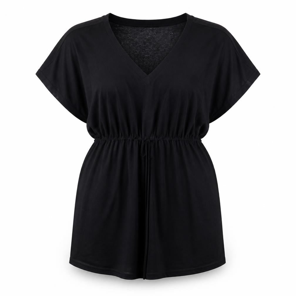 New Look Women's Black Short Sleeve V-Neck Dress M