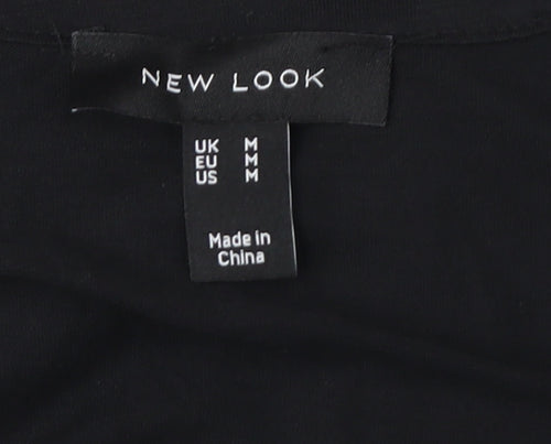 New Look Women's Black Short Sleeve V-Neck Dress M