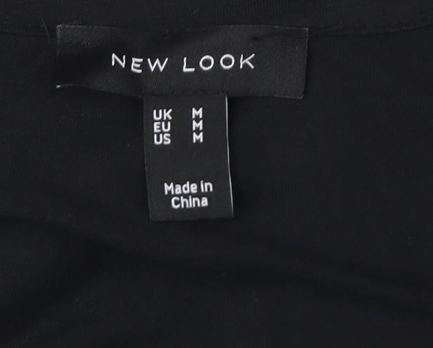 New Look Women's Black Short Sleeve V-Neck Dress M