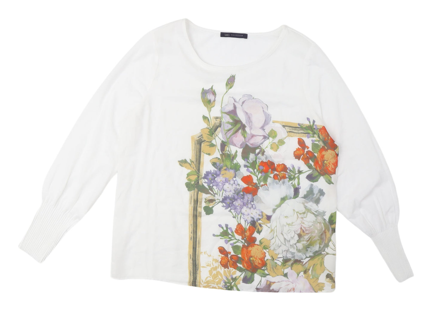 Marks & Spencer Floral Blouse, Ivory, Size 12