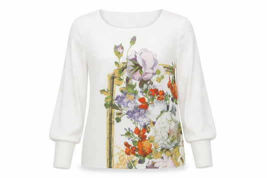 Front view of Marks & Spencer Floral Blouse, Ivory, size 12