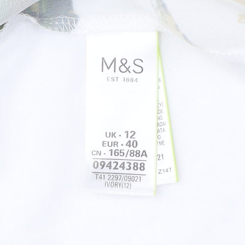 Marks & Spencer Floral Blouse, Ivory, Size 12