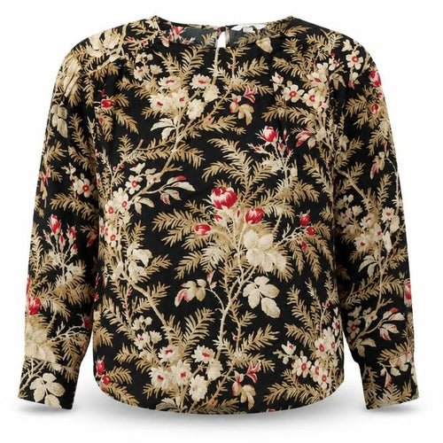 H&M Women's Black Floral Tunic Blouse - Size M, Autumn Style