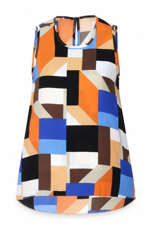 Front view of Dorothy Perkins Women's Multicoloured Geometric Tank -, size 12