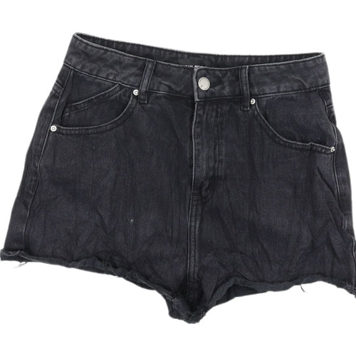 Urban Revivo Black High-Waisted Cut-Off Denim Shorts