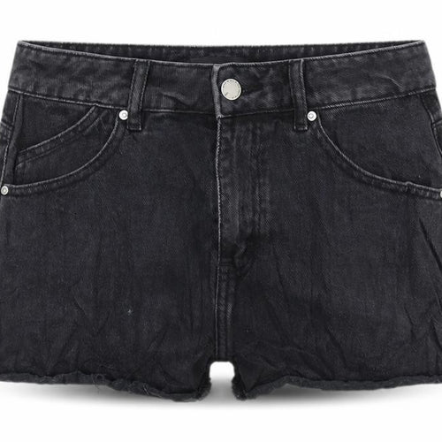 Urban Revivo Black High-Waisted Cut-Off Denim Shorts