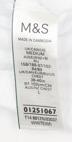Marks and Spencer White Crew Neck T-Shirt, Medium