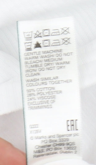 Marks and Spencer White Crew Neck T-Shirt, Medium