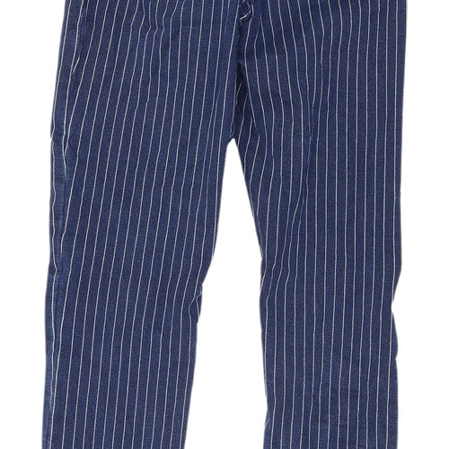 Bershka Women's Blue Striped Ankle Jeans, Size 6