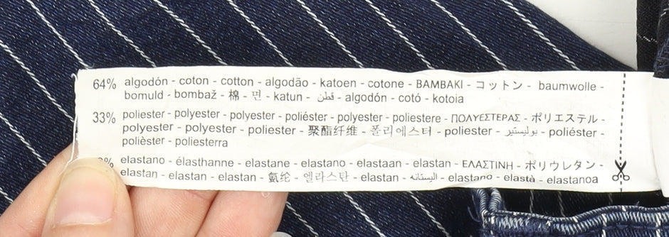 Bershka Women's Blue Striped Ankle Jeans, Size 6