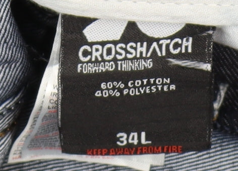 Crosshatch Men's Blue Straight Jeans 34x36 Belted