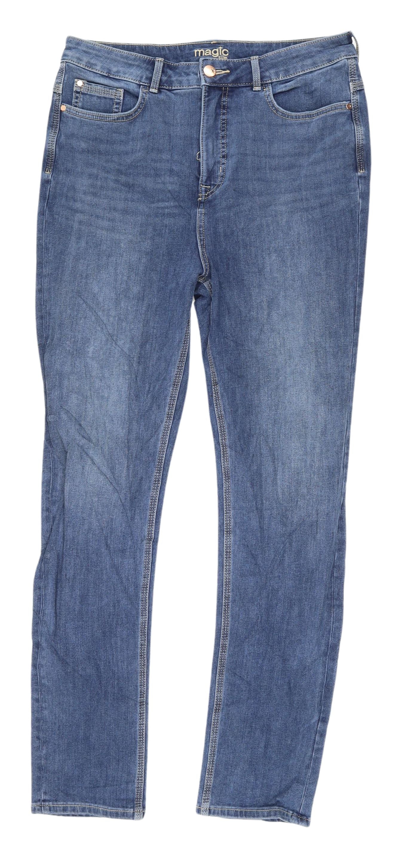 Marks and Spencer Womens Blue Straight Jeans Size 14