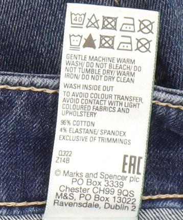Marks and Spencer Womens Blue Straight Jeans Size 14