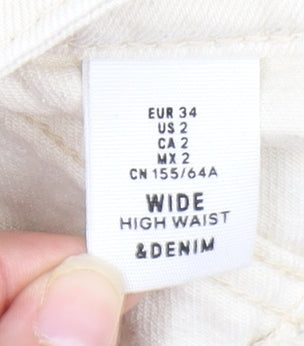 Women's Ivory Wide-Leg Jeans, High-Rise Relaxed Fit