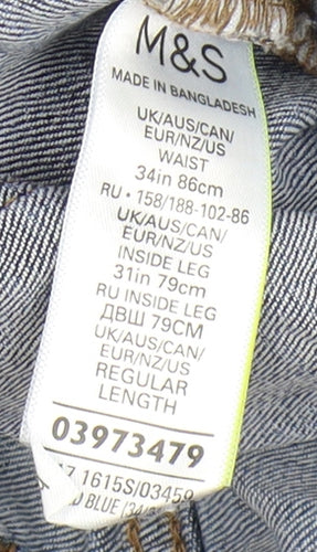 Marks and Spencer Men's Blue Straight Jeans Size 34