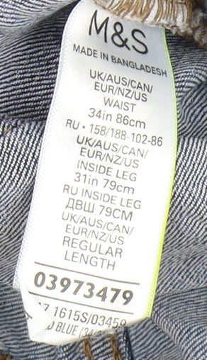 Marks and Spencer Men's Blue Straight Jeans Size 34