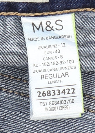 Marks and Spencer Women's Blue Wide-Leg Jeans Size 12