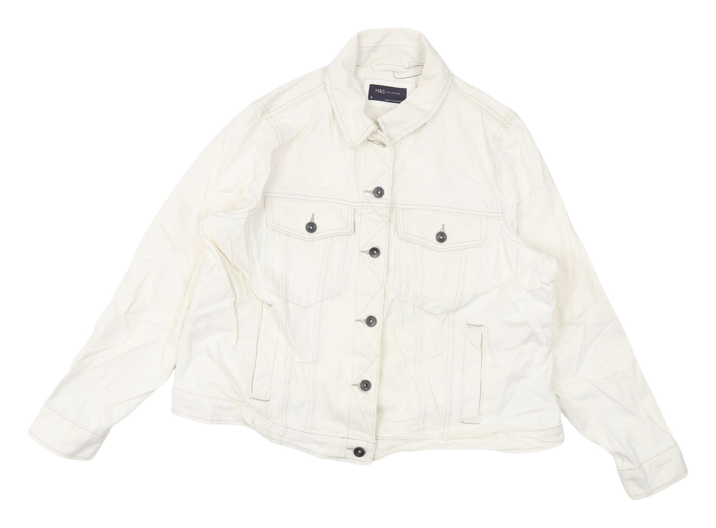 Marks and Spencer Women's White Cotton Jacket Size 18