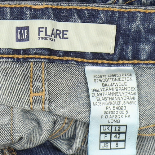 GAP Women's Blue Flared Jeans Size 12 with Stretch