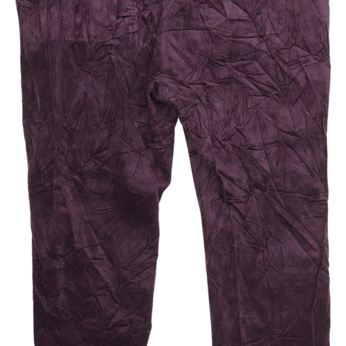 Marks and Spencer Women's Purple Cotton Straight Trousers