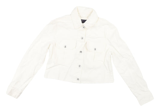 Marks and Spencer Women's White Cropped Jacket Size 10