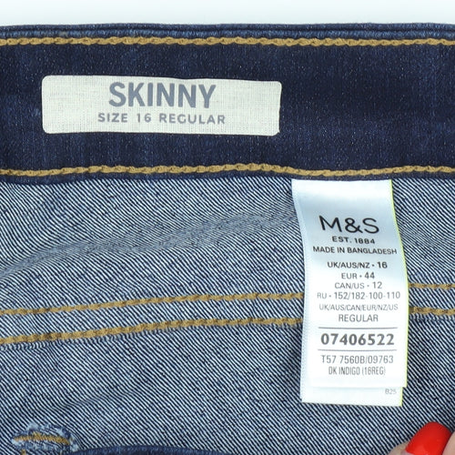 Marks and Spencer Women's Blue Skinny Jeans Size 16