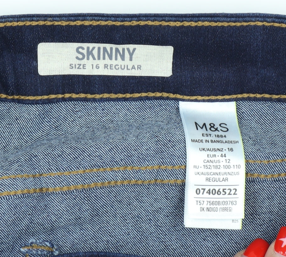 Marks and Spencer Women's Blue Skinny Jeans Size 16