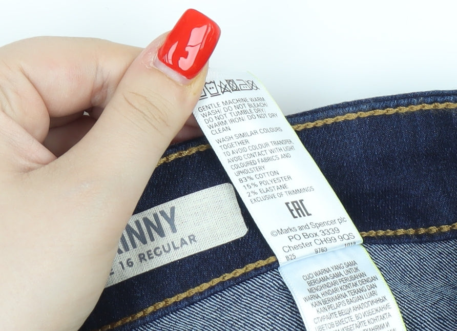 Marks and Spencer Women's Blue Skinny Jeans Size 16