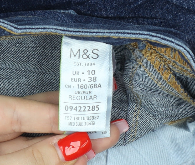 Marks and Spencer Women's Blue Straight Jeans, Size 10