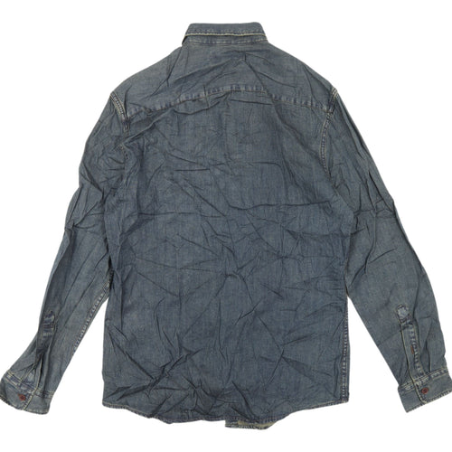 Marks & Spencer Men's Blue Denim Shirt, S, Button-Up