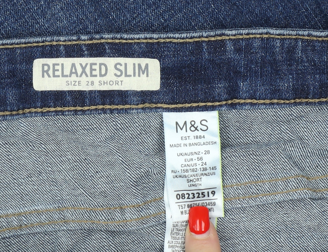 Marks and Spencer Women's Blue Relaxed Slim Jeans, Size 28