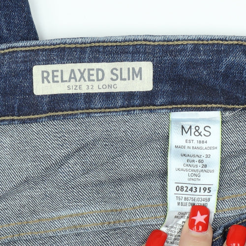 Marks and Spencer Blue Relaxed Straight Jeans, Size 32