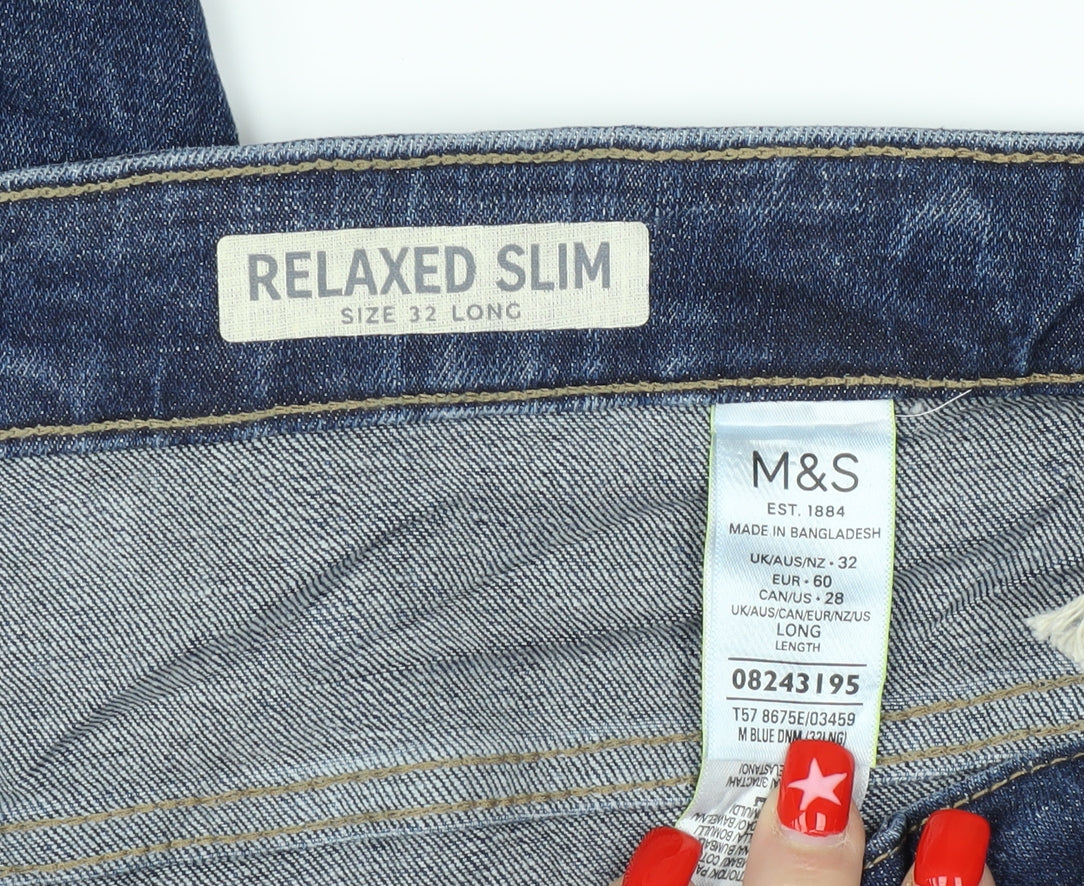 Marks and Spencer Blue Relaxed Straight Jeans, Size 32