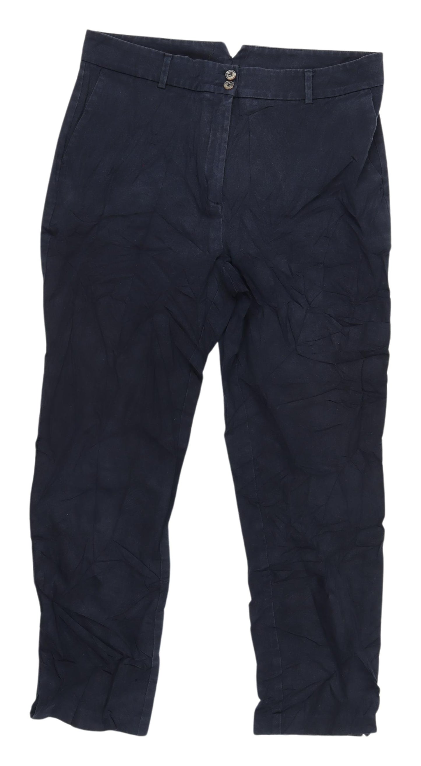 Marks and Spencer Navy Blue Women's Straight Trousers Size 16