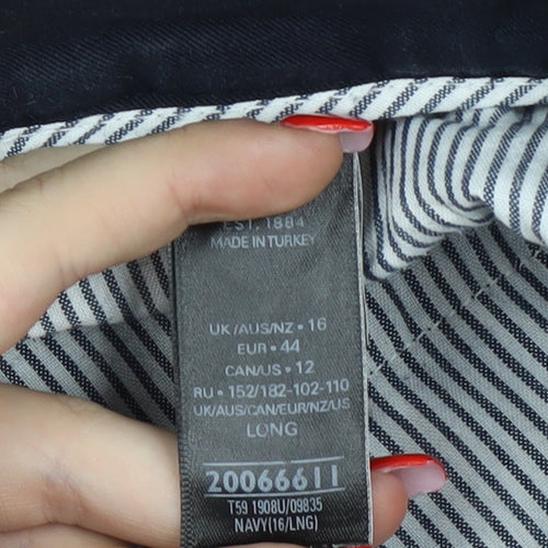 Marks and Spencer Navy Blue Women's Straight Trousers Size 16