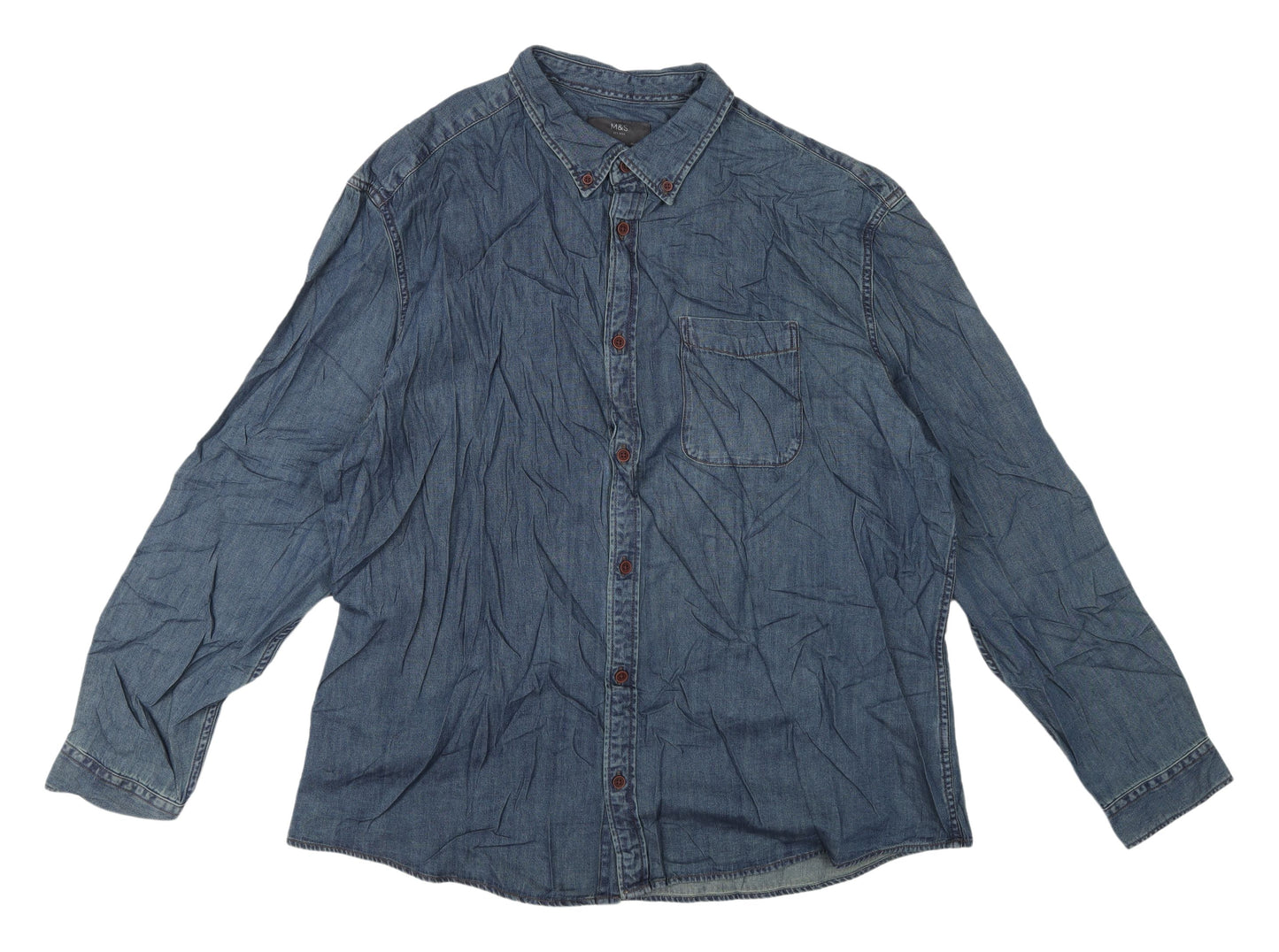 Marks and Spencer Men's Blue Denim Shirt 2XL